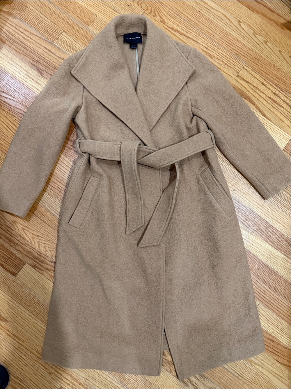 Club Monaco Camel Plush Cardigan Coat